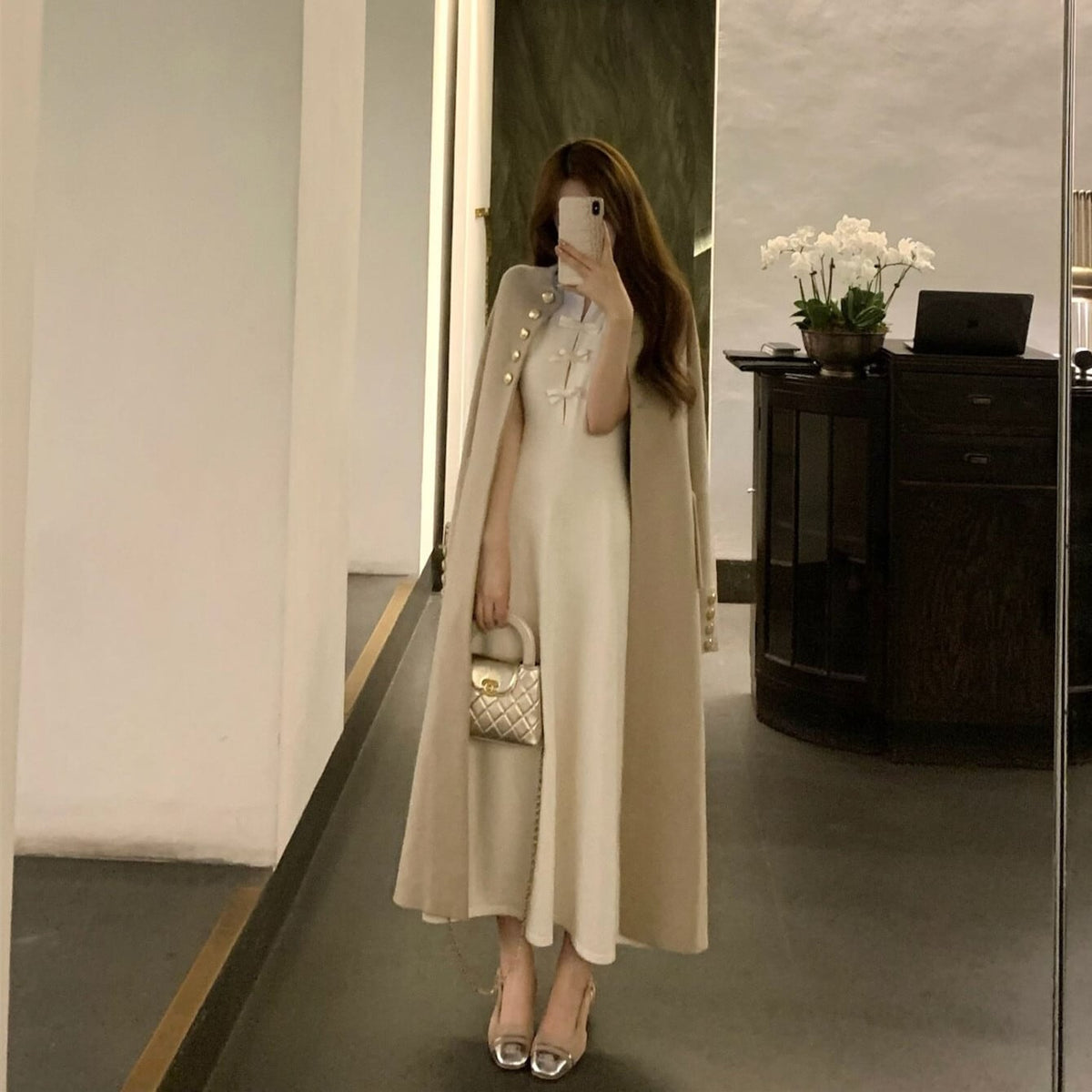 【dress】リボンノースリーブニットワンピース N3516