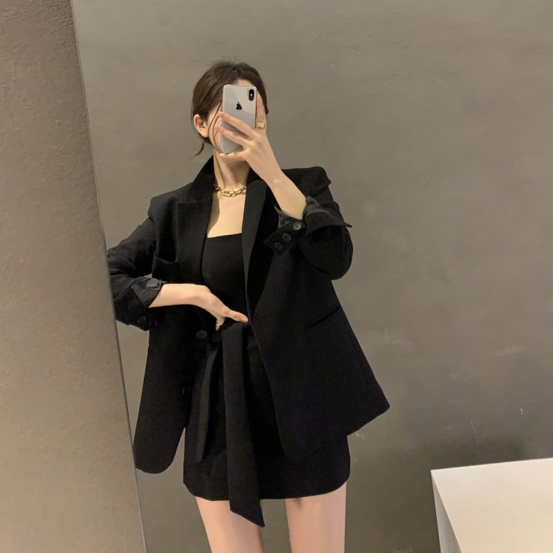 【set】長袖スーツアウター+ワンピースセットアップG19696