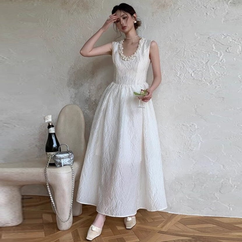 【dress】パールノースリーブワンピース M24311