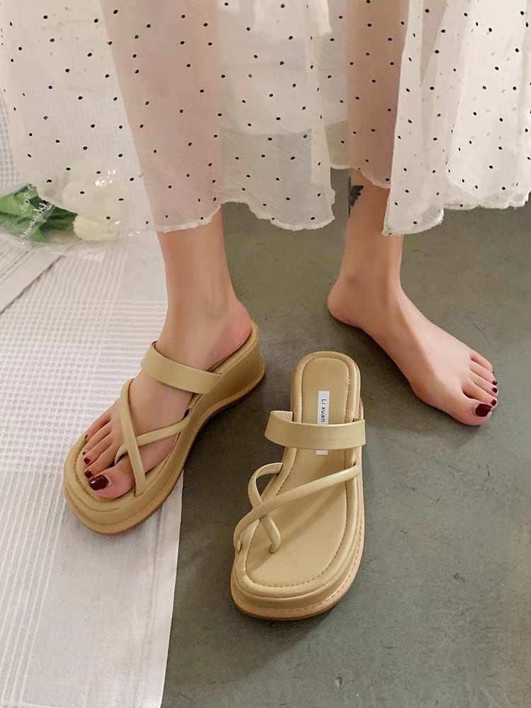 【shoes】3色厚底スリッパF7499