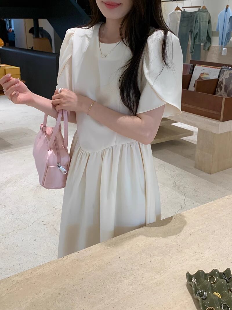 【dress】ギャザーロング丈ワンピースF7414