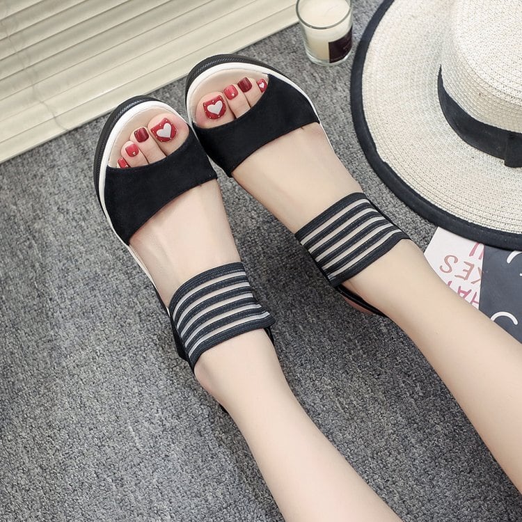 【shoes】選べる3色!履きやすい合わせやすい厚底配色韓国ファッションサンダル