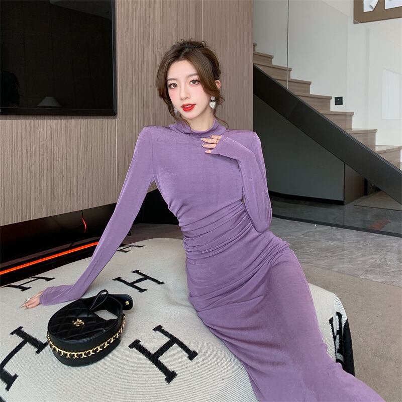【dress】ハーフネック体型カバーワンピース G20645