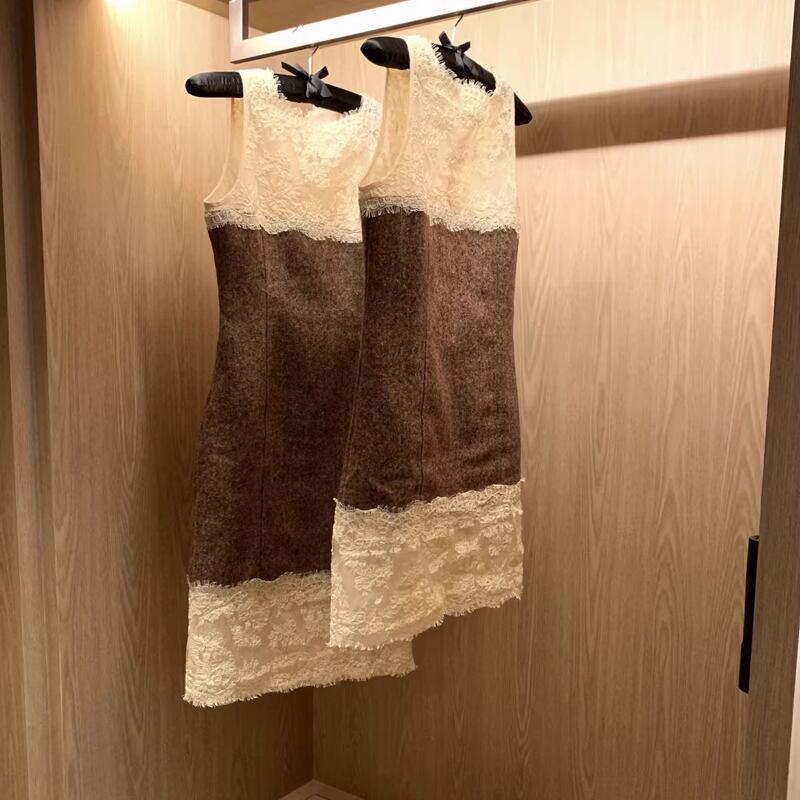 【dress】ノースリーブレースドッキングワンピース Q8023