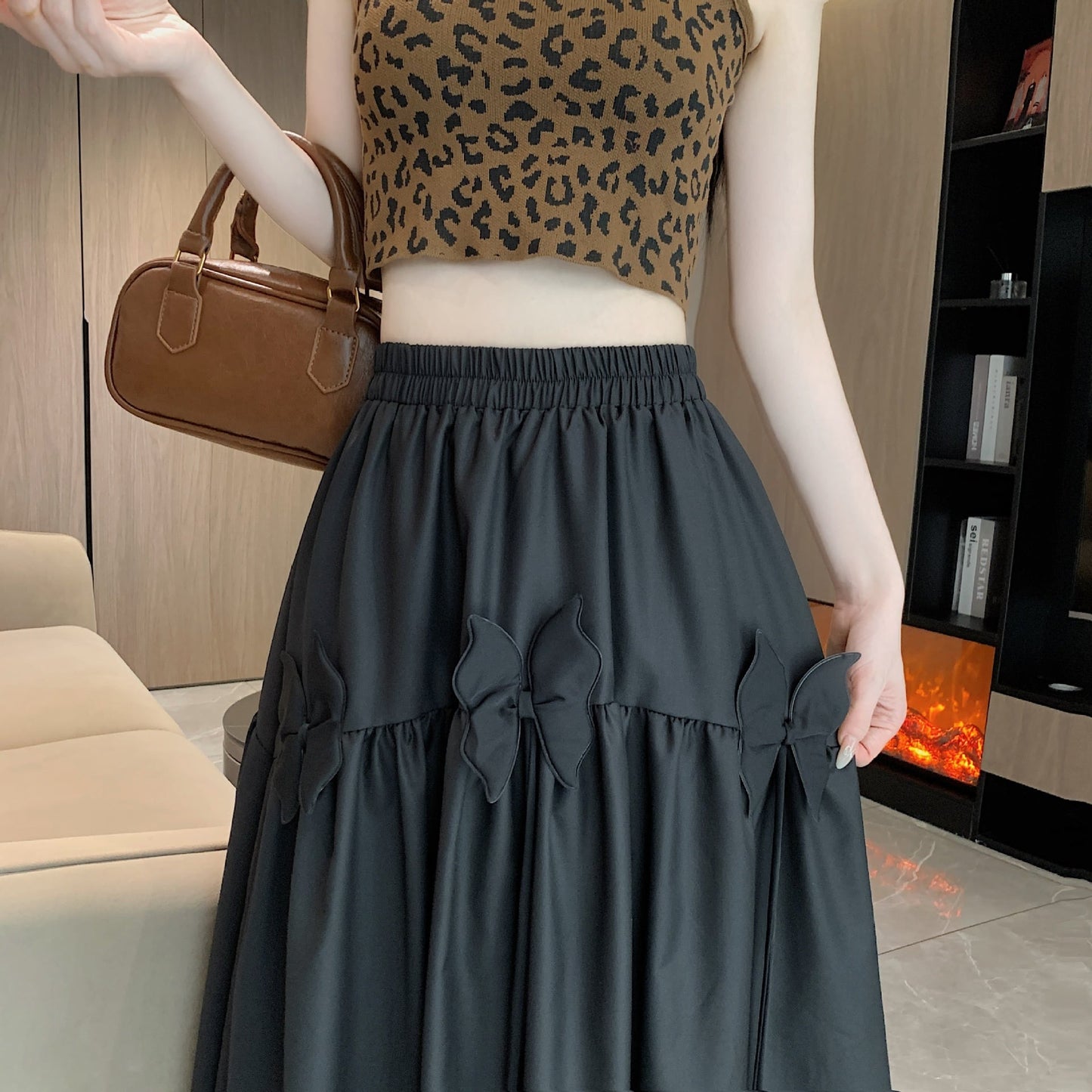 【bottoms】リボン不規則AラインスカートG20981