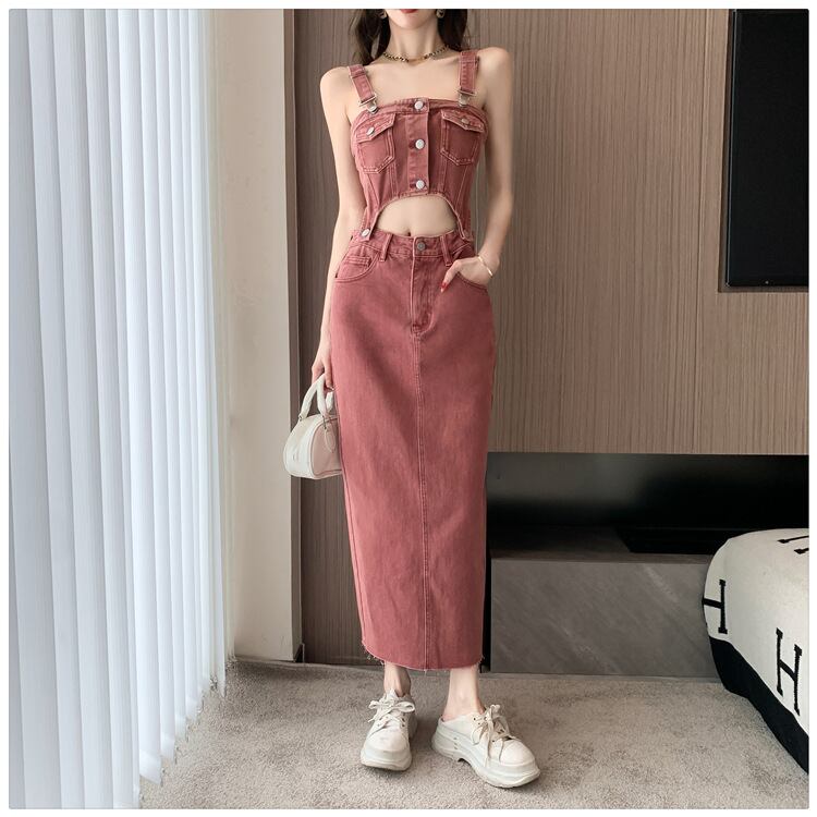 【set】デニムキャミソール+スカート2点セットG20253