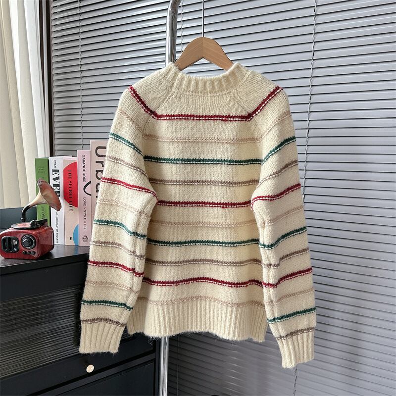 【tops】ボーダー柄ニットセーター M18688