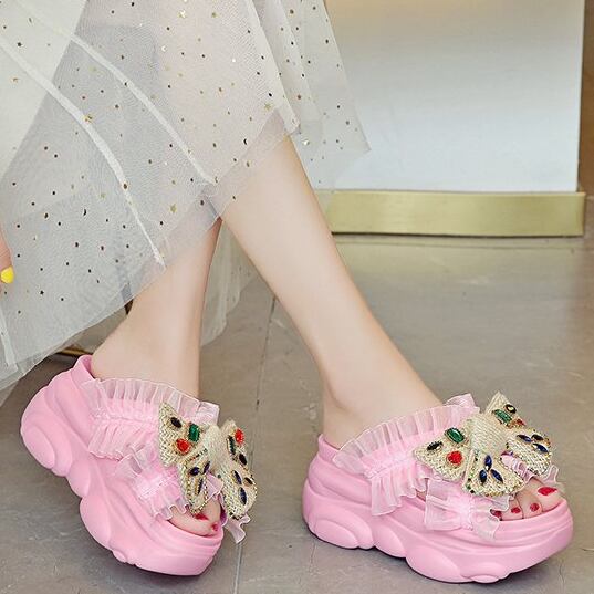 【shoes】新作4色履きやすい合わせやすいシンプル無地キレー目厚底サンダル