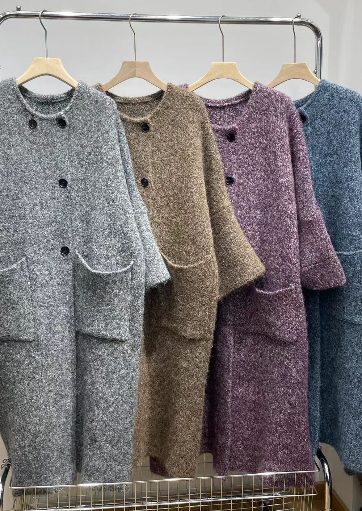 【outer】ロングニットカーディガン Q7388