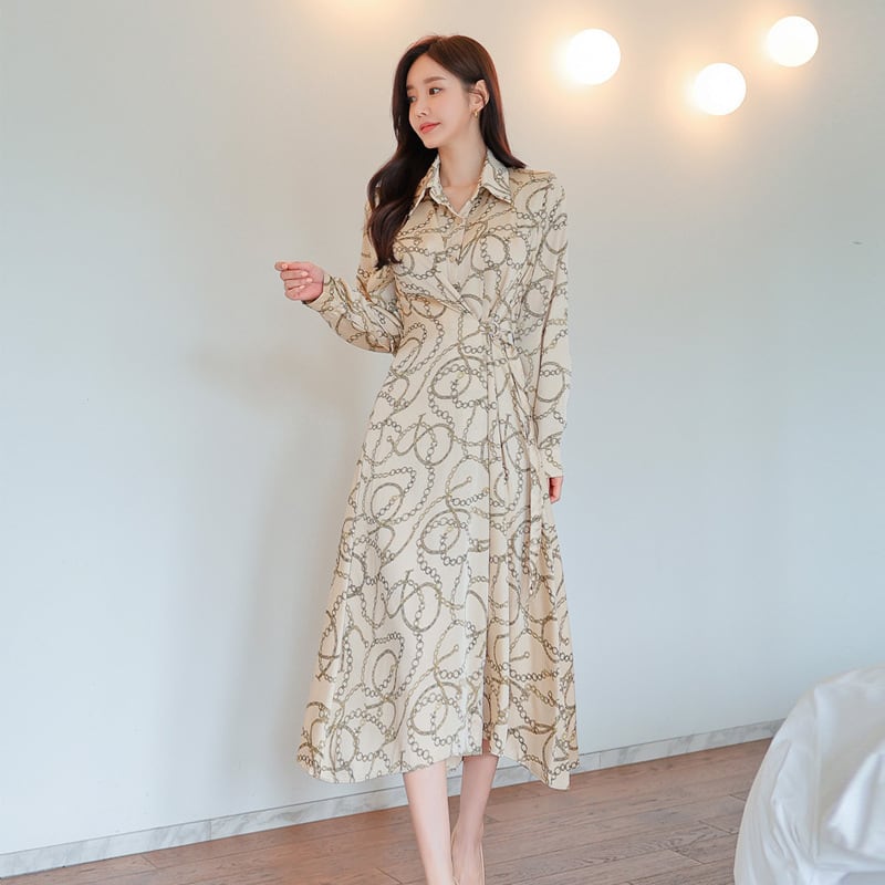 【dress】プリントシャツワンピース M29492