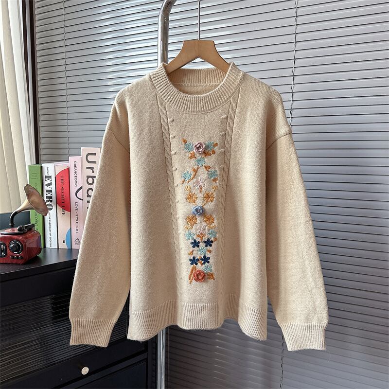 【tops】刺繍ニットセーター M19101