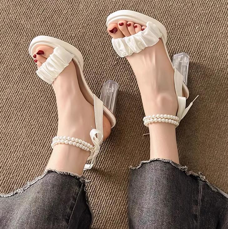 【shoes】リボン付きハイヒールサンダルF7464