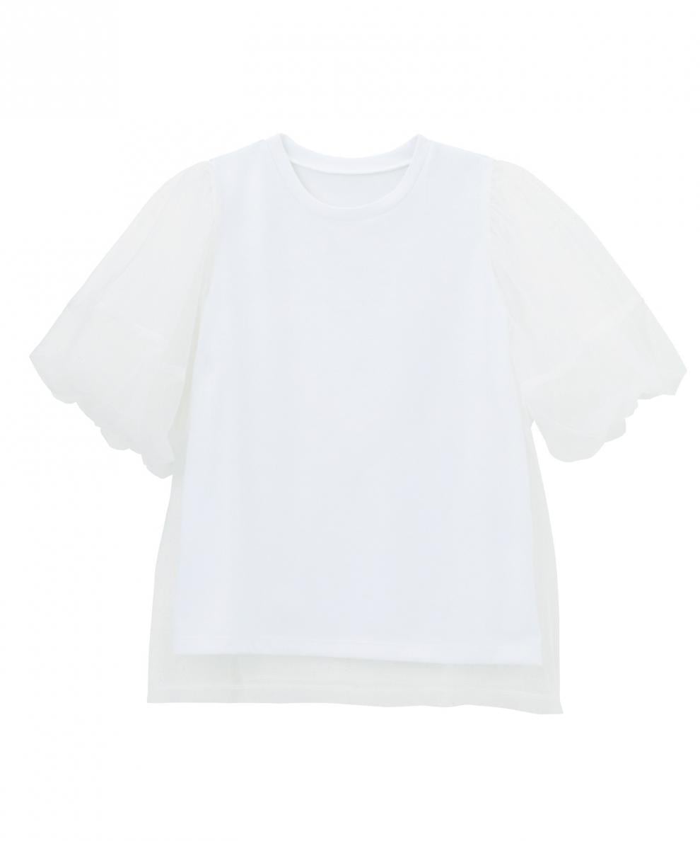 【tops】チュールコンビTシャツ M30196