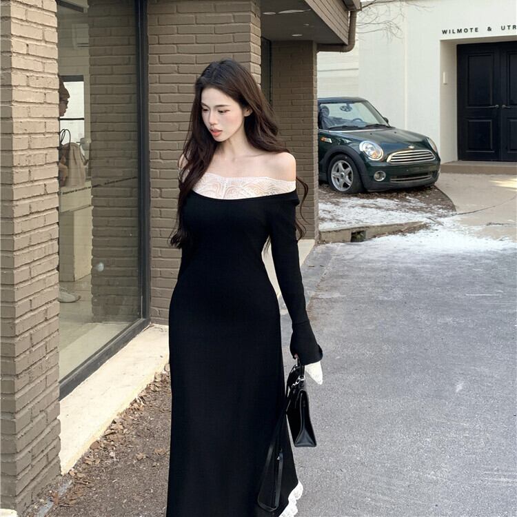 【dress】ボートネックドッキングワンピース M27957