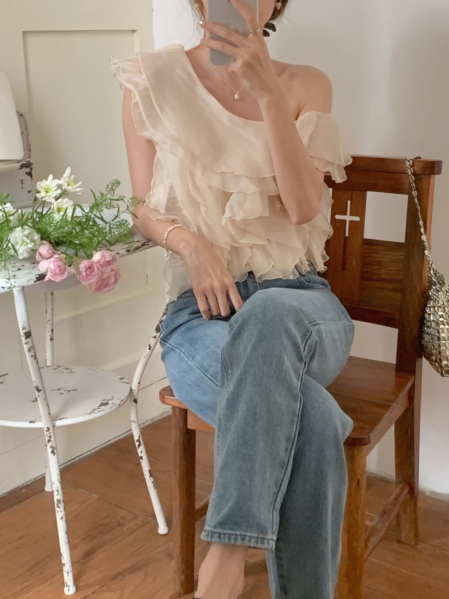 【tops】フリルオフショルダーブラウス M29771