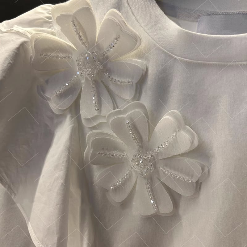 【tops】半袖ギャザーペプラムTシャツF7047