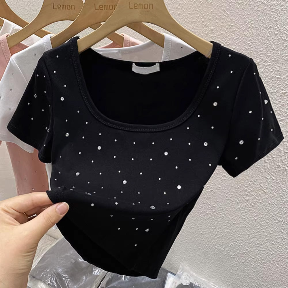 【tops】3色半袖キラキラTシャツF7761