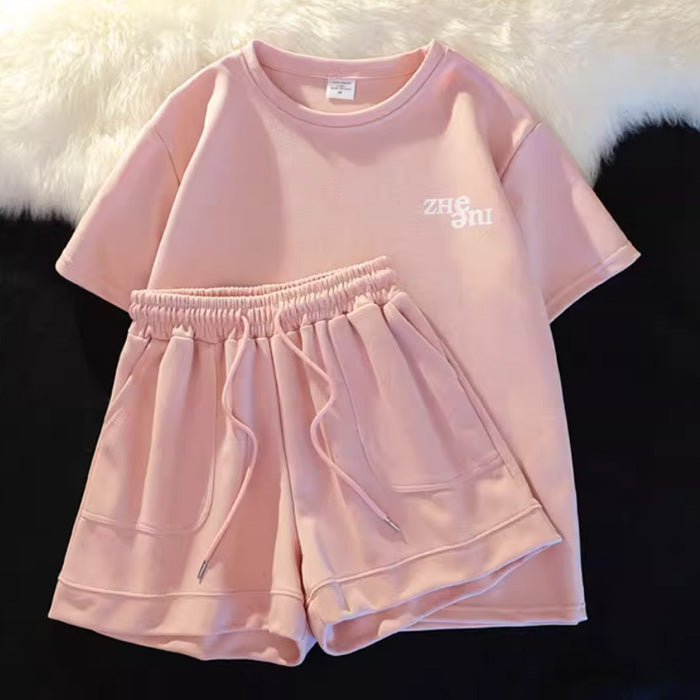 【set】4色Tシャツ+ショートパンツ2点セットF7763