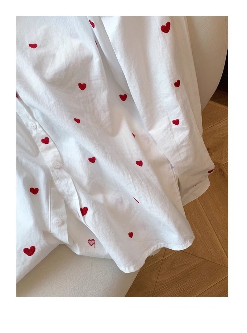 【tops】ハート柄シャツトップス M29721