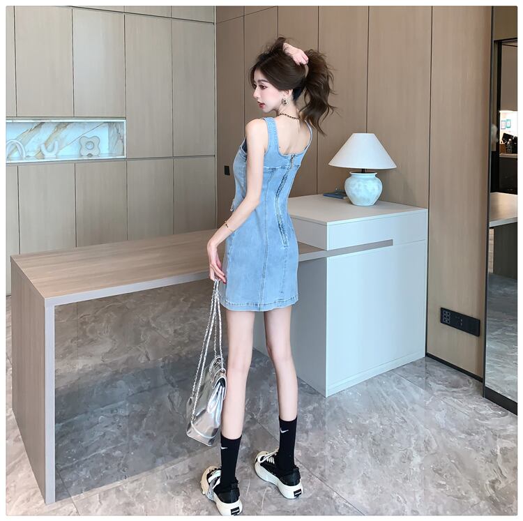 【dress】スクエアネックデニムワンピース G20464