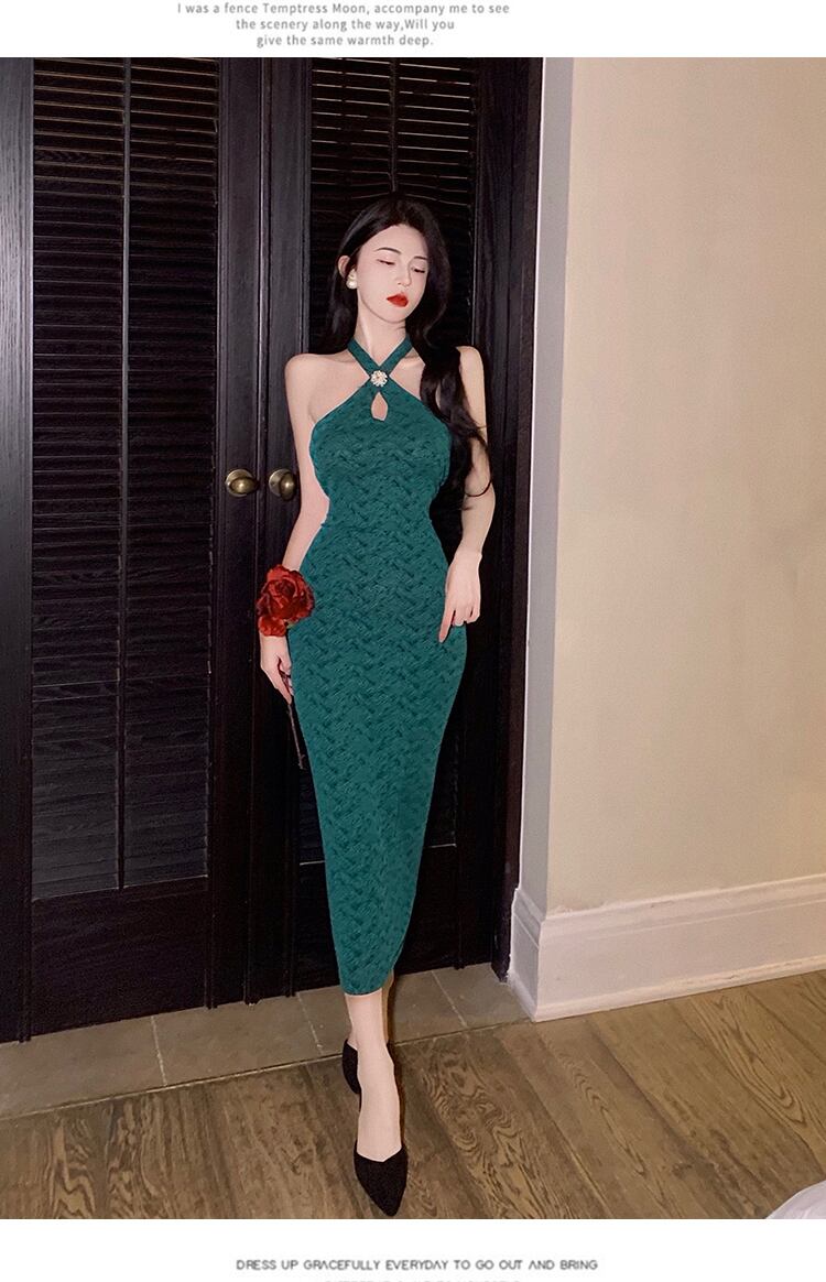 【dress】高級感ファッション!フランス風気質満点夏セクシーホルターネックワンピース G7865