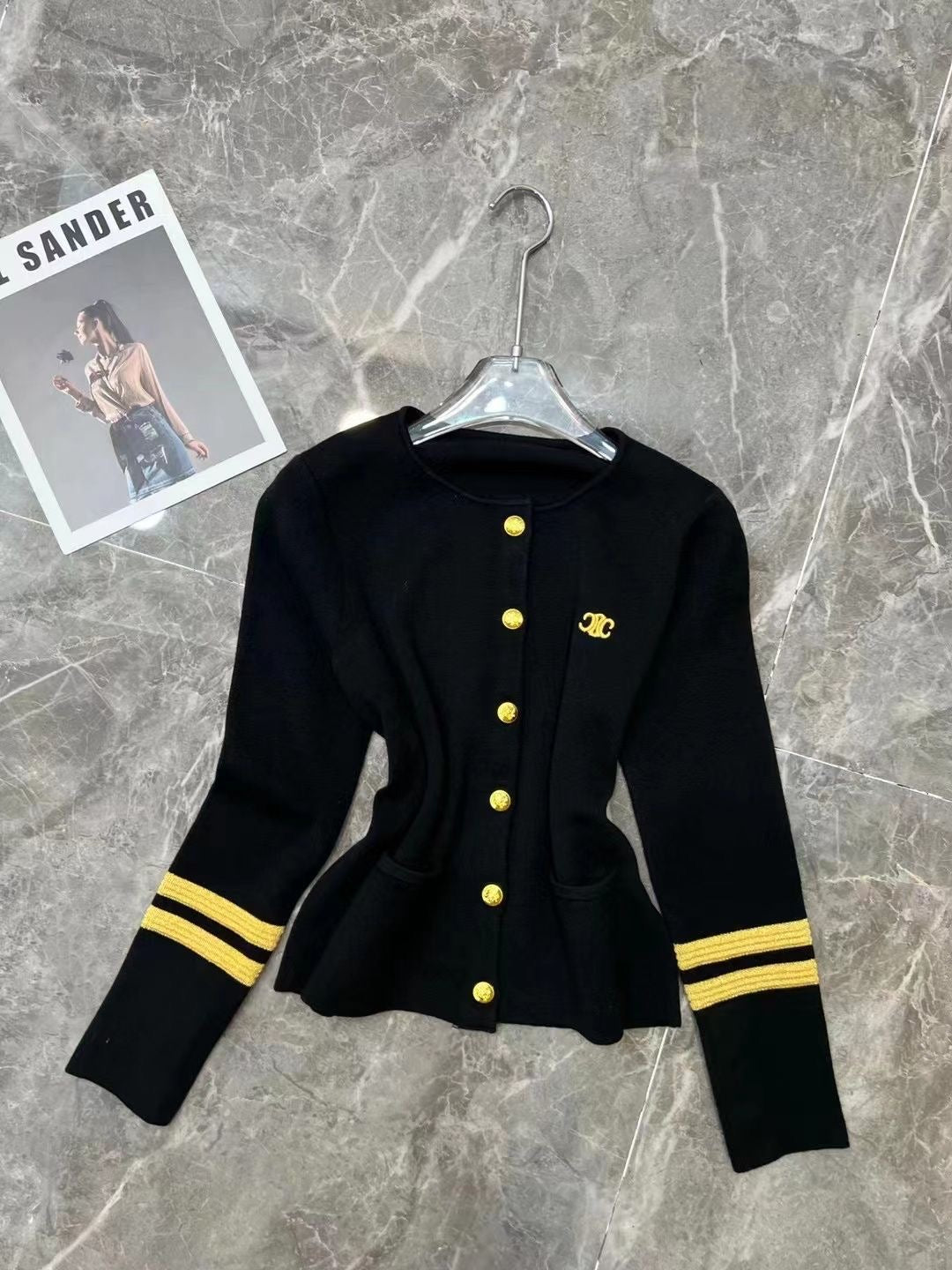 【outer】ラウンドネックニットカーディガンF8014