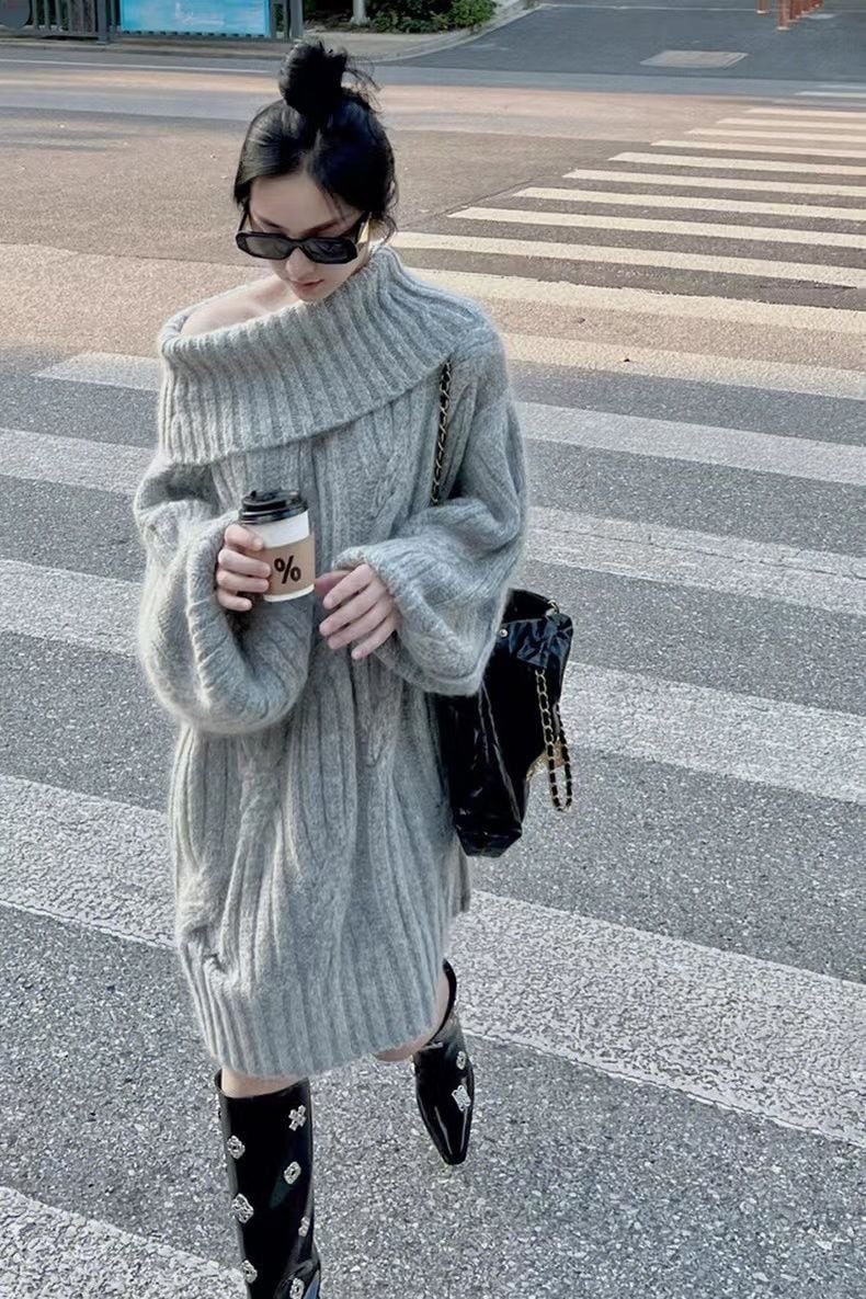 【dress】オフショルダーニットワンピース N2152