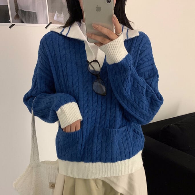 【tops】POLOネックニットセーター M25841