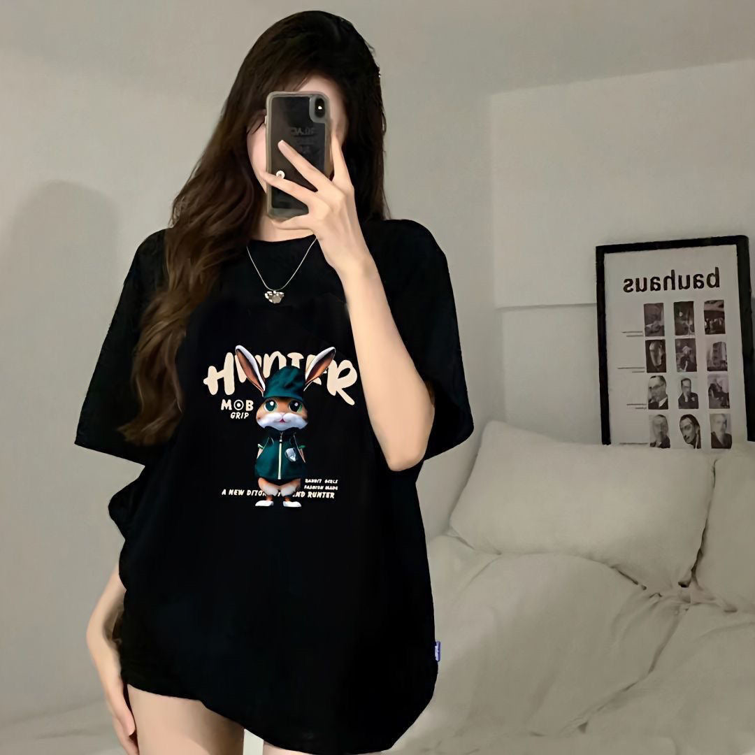 【tops】ゆったり動物柄TシャツF7637
