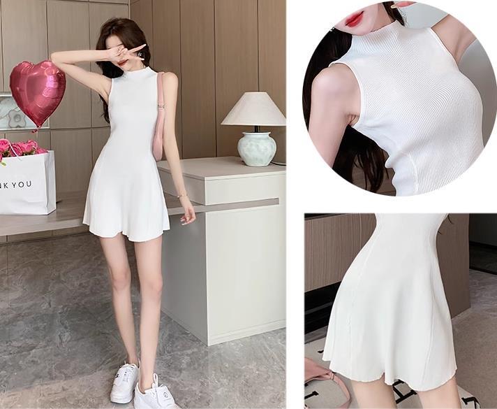 【dress】ノースリーブAラインニットワンピースF7320