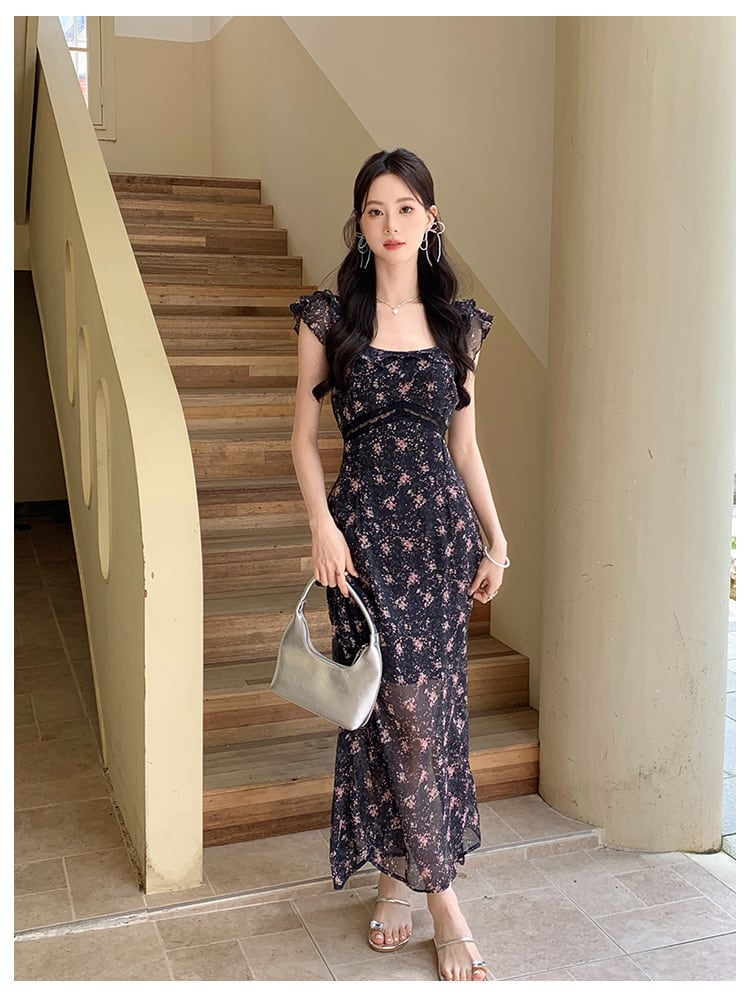【dress】フリル花柄ワンピース M25208