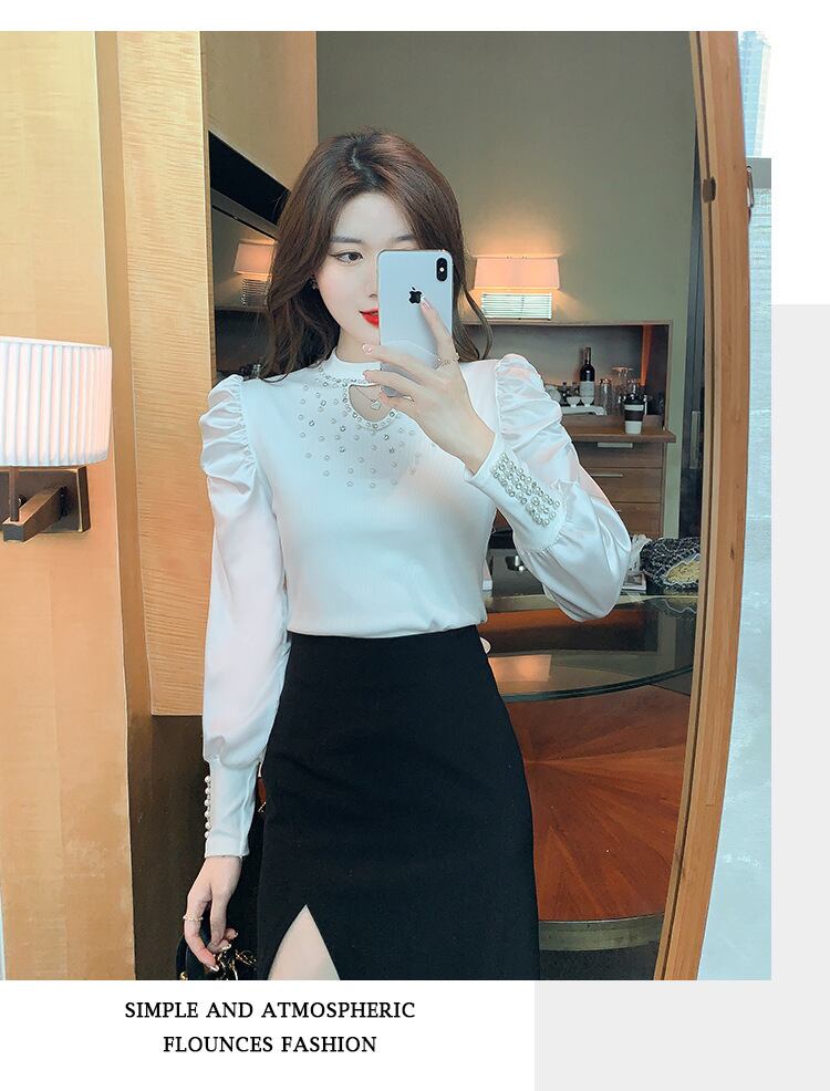 【tops】透かし彫りビーズ切り替えTシャツG18148