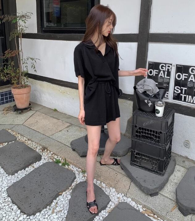 【set】ニットトップス+ショートパンツ2点セットG21510