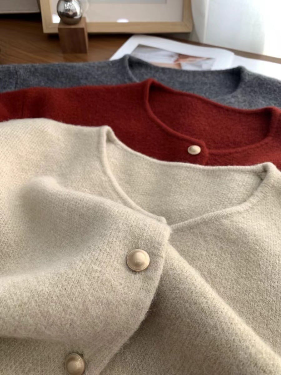 【outer】クルーネックニットカーデ M25943