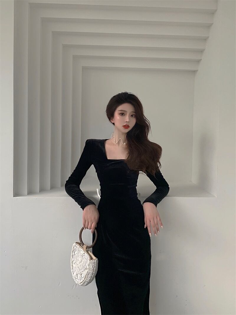 【dress】レトロスウィートフランス風長袖デザインワンピース G2168