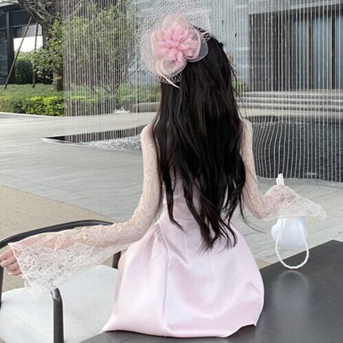 【dress】レース切り替えワンピース M29629