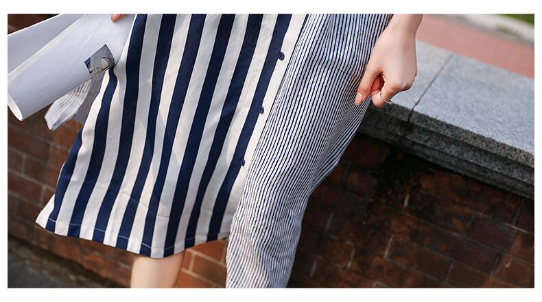 【dress】魅力的気質満点ファッションスウィートカジュアルストライプ柄ワンピースF0029