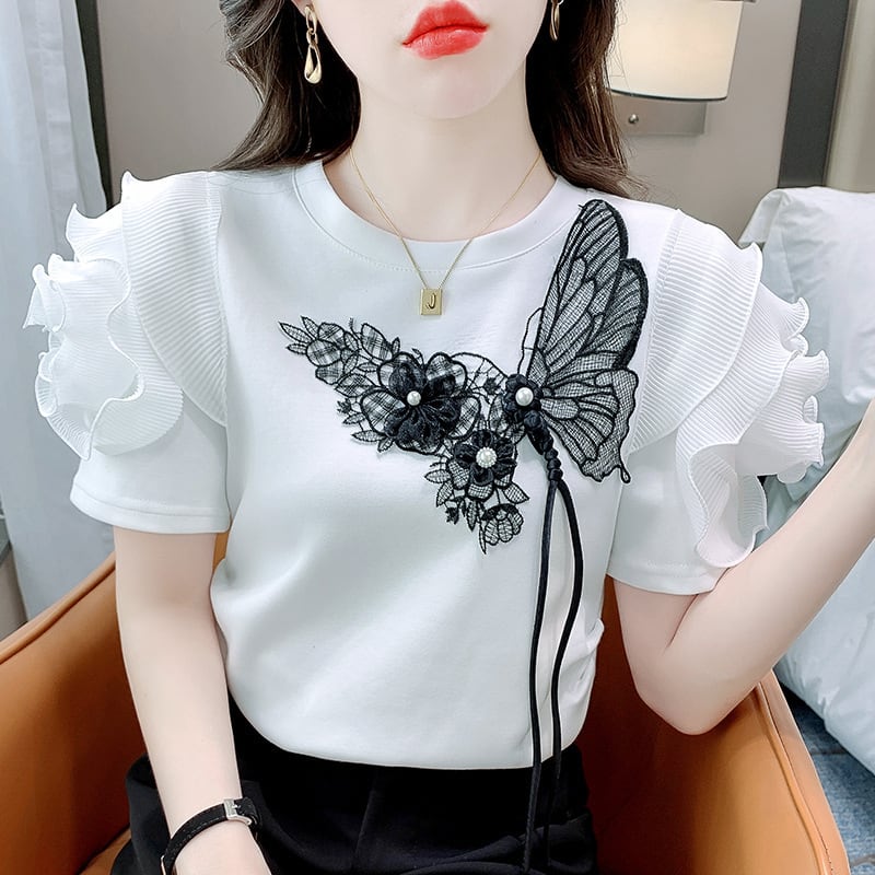 【tops】デザインフリルTシャツG21538