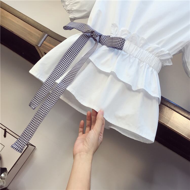 【set】オシャレ度満点〜蝶々結びVネックブラウス+無地ガウチョパンツおしゃれセットアップ