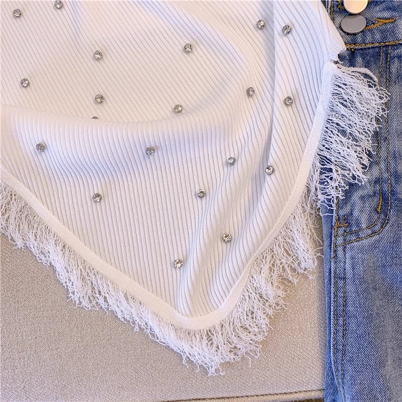 【tops】フリンジニットタンクトップF7052