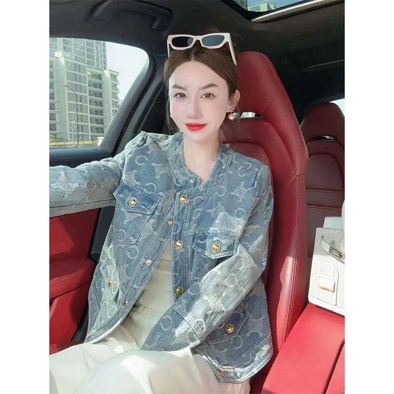 【outer】ラウンドネックデニムジャケットF8054