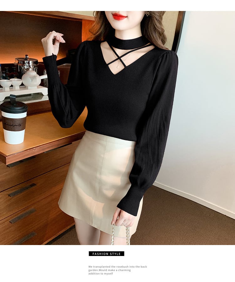 【tops】カットワークニットトップス M28573
