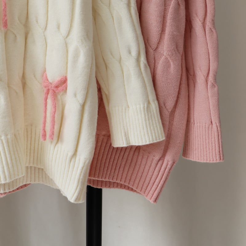 【tops】リボン付きニットセーター M27472