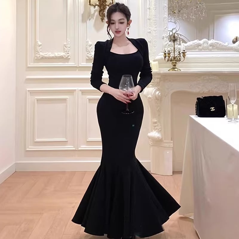 【dress】ロングマーメイドワンピース Q7724