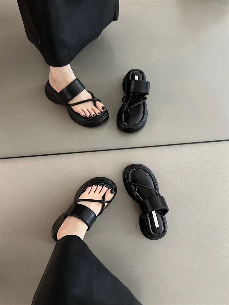 【shoes】2色厚底スリッパF7495