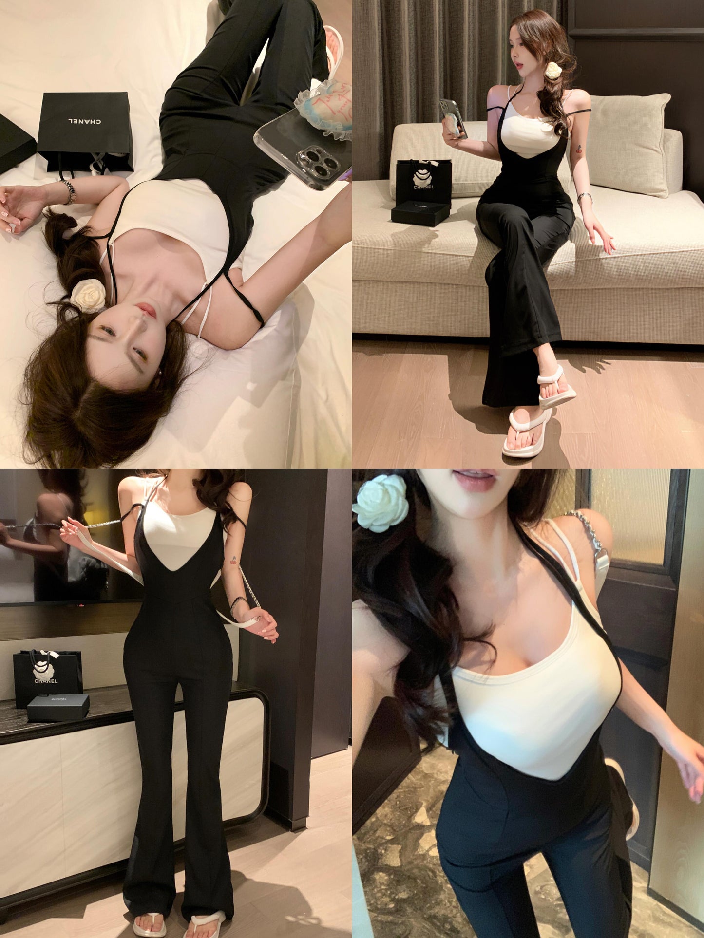 【set】キャミソール+Vネックオーバーオール2点セットG21283