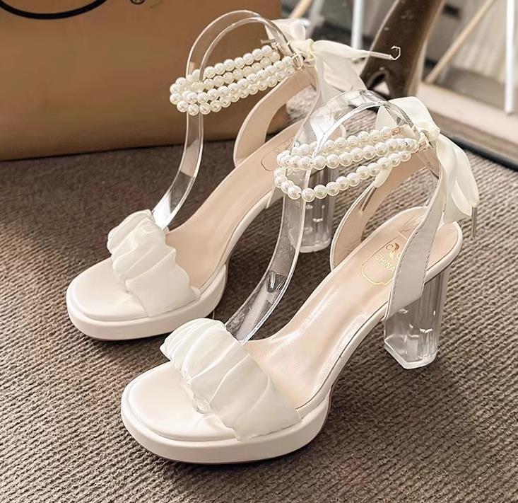 【shoes】リボン付きハイヒールサンダルF7464