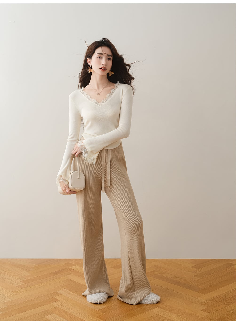 【tops】レースドッキングニットトップス N3427