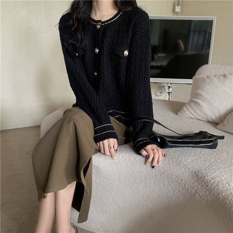 【outer】クルーネックニットカーデ M26153
