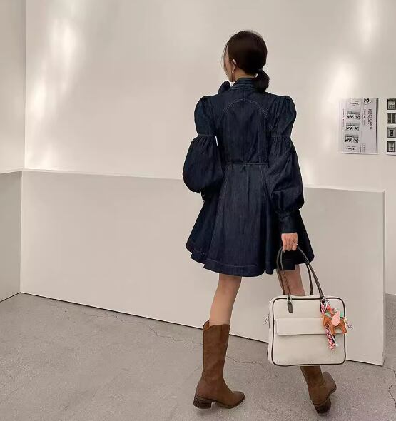 【dress】リボン付きデニムワンピース M29769